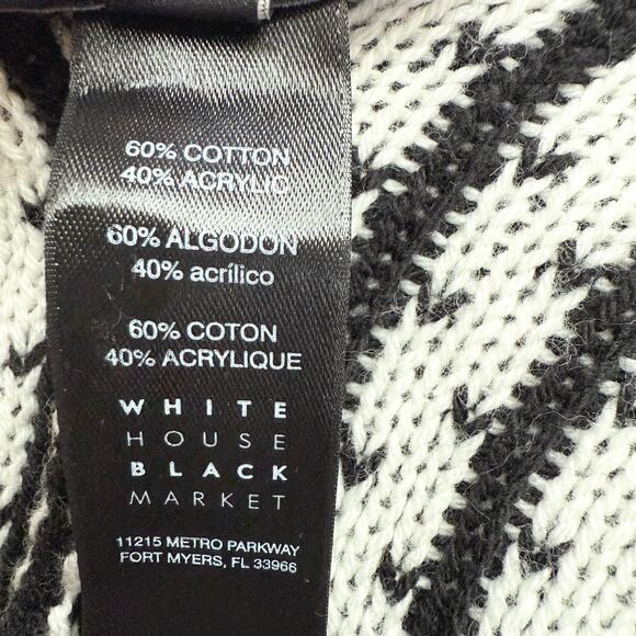 White House Black Market Boho Geo Hooded Knit Poncho Black White Size XSP/SP - Picture 11 of 11